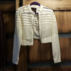 Cutest white mesh panel cropped jacket